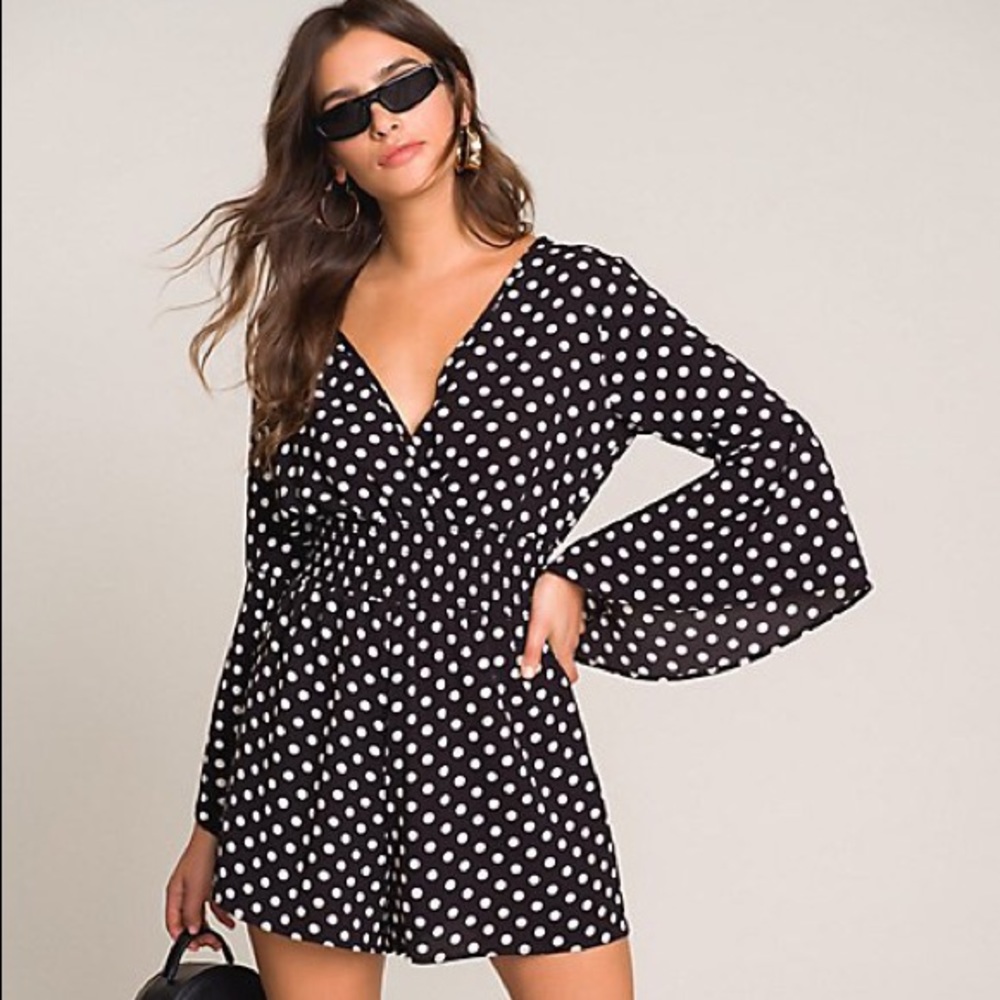 Charlotte Russe Polka Dot Smocked Romper Sz Large